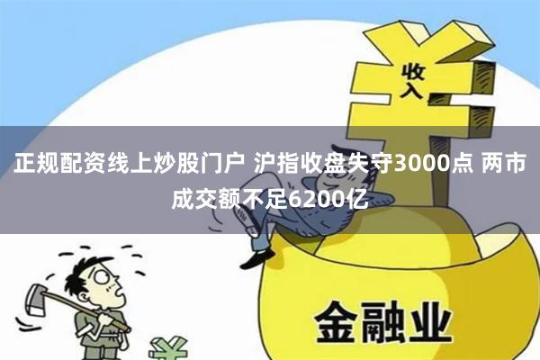正规配资线上炒股门户 沪指收盘失守3000点 两市成交额不足6200亿